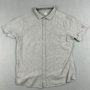 Kuhl Shirt Mens Medium Provok Gray Dashes Short Sleeve Button Up‎ Hiking Casual